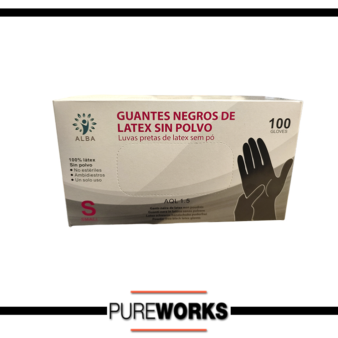 Guantes Latex Negros Alba S
