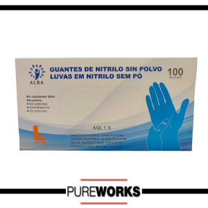 Guantes Azul Nitrilo Alba Sin Polvo L
