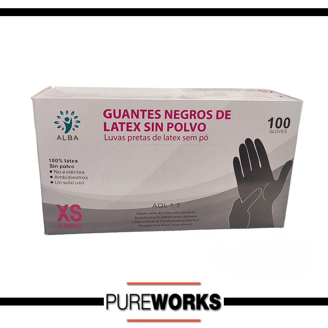 Guantes Latex Negros Alba Xs