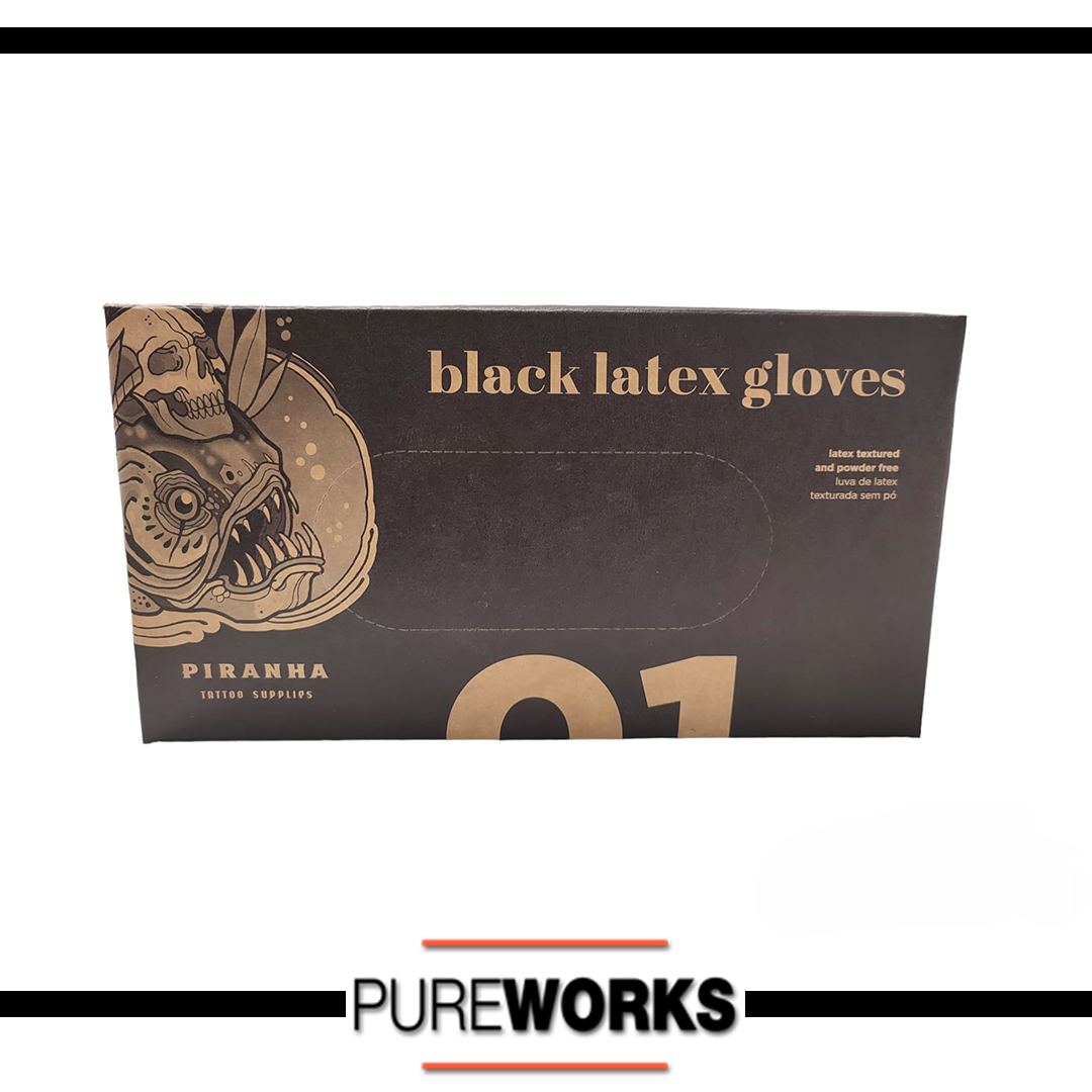 Guantes Latex Negro Piranha Caucho
