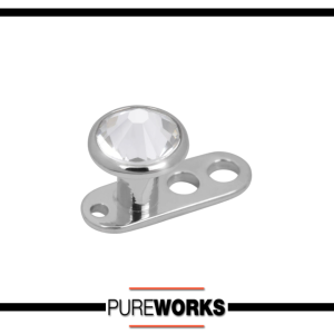 Microdermal Piercing Titanio Aleacion Joya Blanca Piedra Pomulo