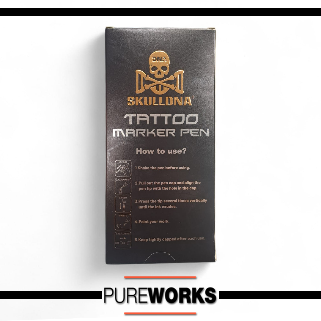 Tattoo Marker Pen Marcador Rotulador Dual Dos Colores Puntas Ava Skulldna Pureworks