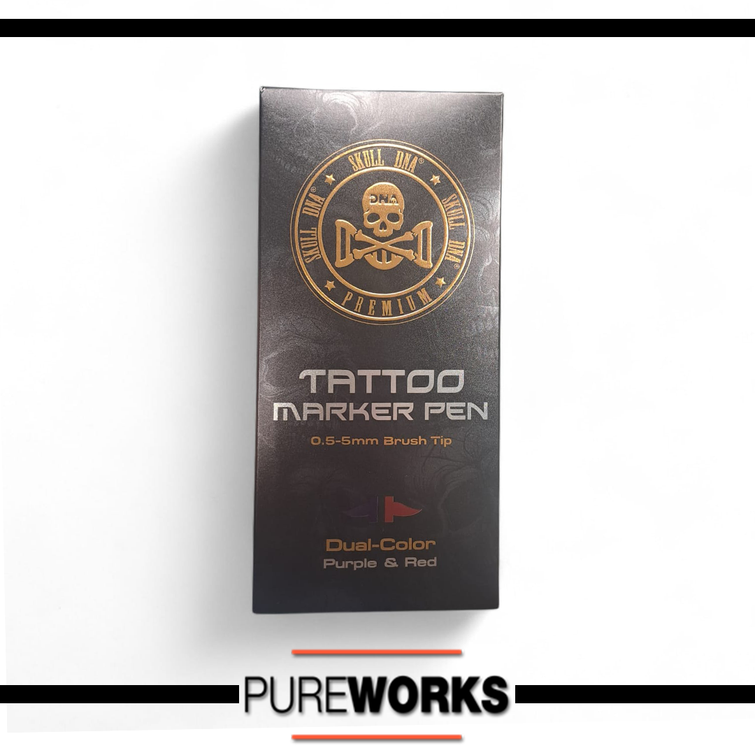 Tattoo Marker Pen Marcador Rotulador Dual Dos Colores Puntas Ava Skulldna